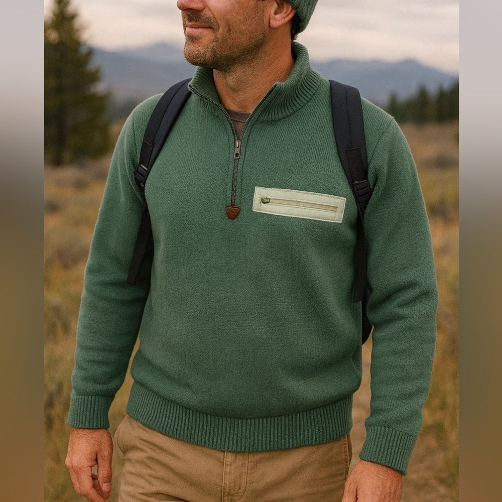 Patagonia Alpiniste Lambswool Sweater – Vintage Green, Size L